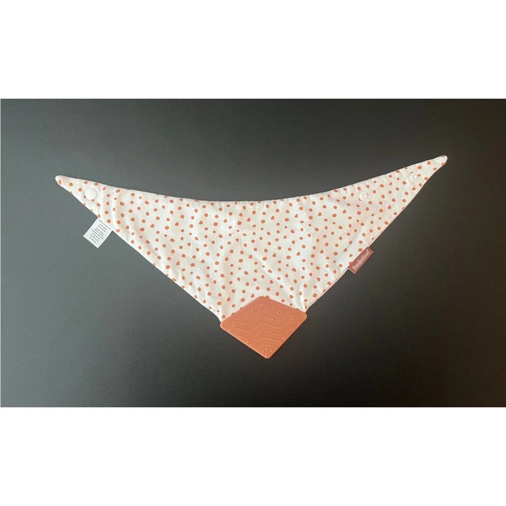 BooginHead Bandana Teether Bib Orange Polka Dot Cotton Blend Snap Closure